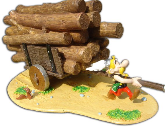 PIXI - Astérix tirant la charette de troncs d'arbre.jpg