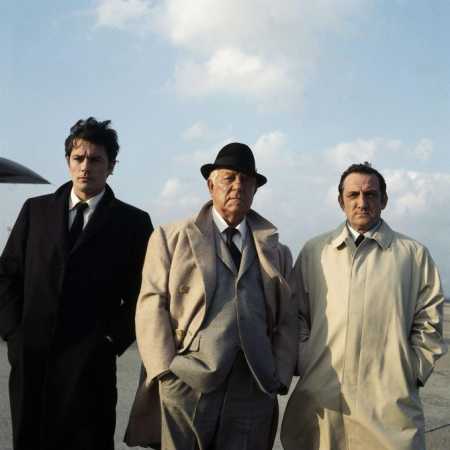 Alain Delon, Jean Gabin und Lino Ventura in ''Der Clan der Sizilianer''.jpg